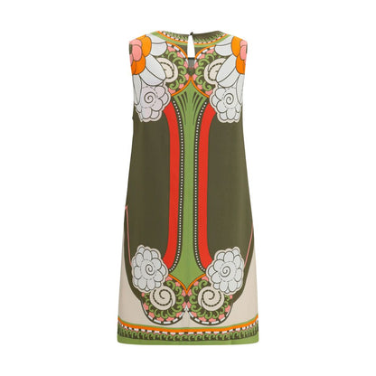 Dress by La Double J for women in viscose satin multicolor, patterned & print showcases a striking silhouette, elegantly detailed with a , refined , and a striking short for a striking finish.