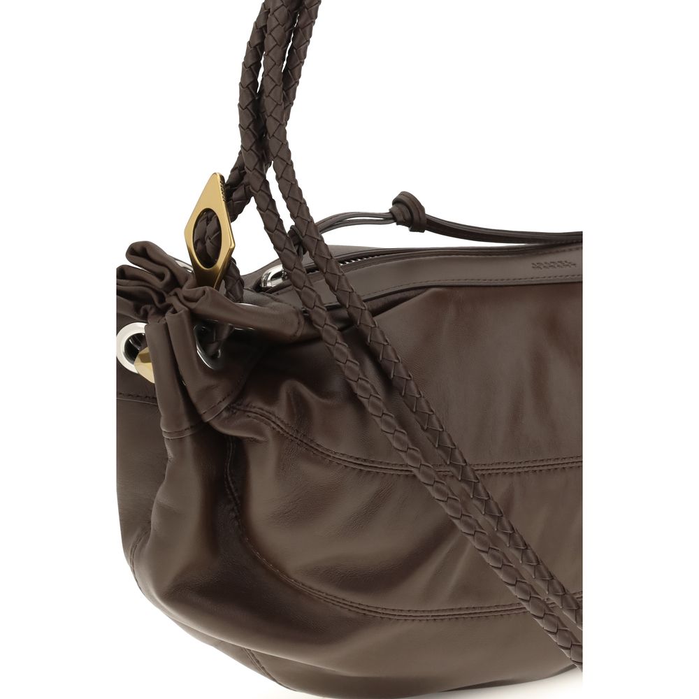 Shoulder Bag by Isabel Marant for women in lambskin leather black, brown & signature features a distinguished silhouette, showcasing a secure zipper and distinguished cardholder with versatile shoulder-strap, adjustable-strap & handle for a distinguished finish.