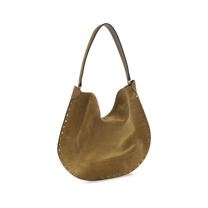 Isabel Marant Oskan Bio-Acetate & Bos Taurus Suede Calfskin Leather Shoulder Bag - Brown Gold