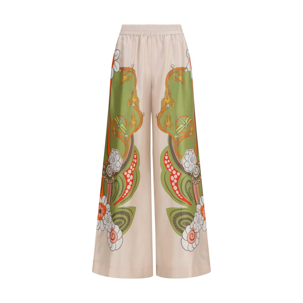 Palazzo Pants by La Double J for women in silk twill multicolor & print features a polished silhouette with a polished wide & oversized, reaching a polished long and finished with a polished .