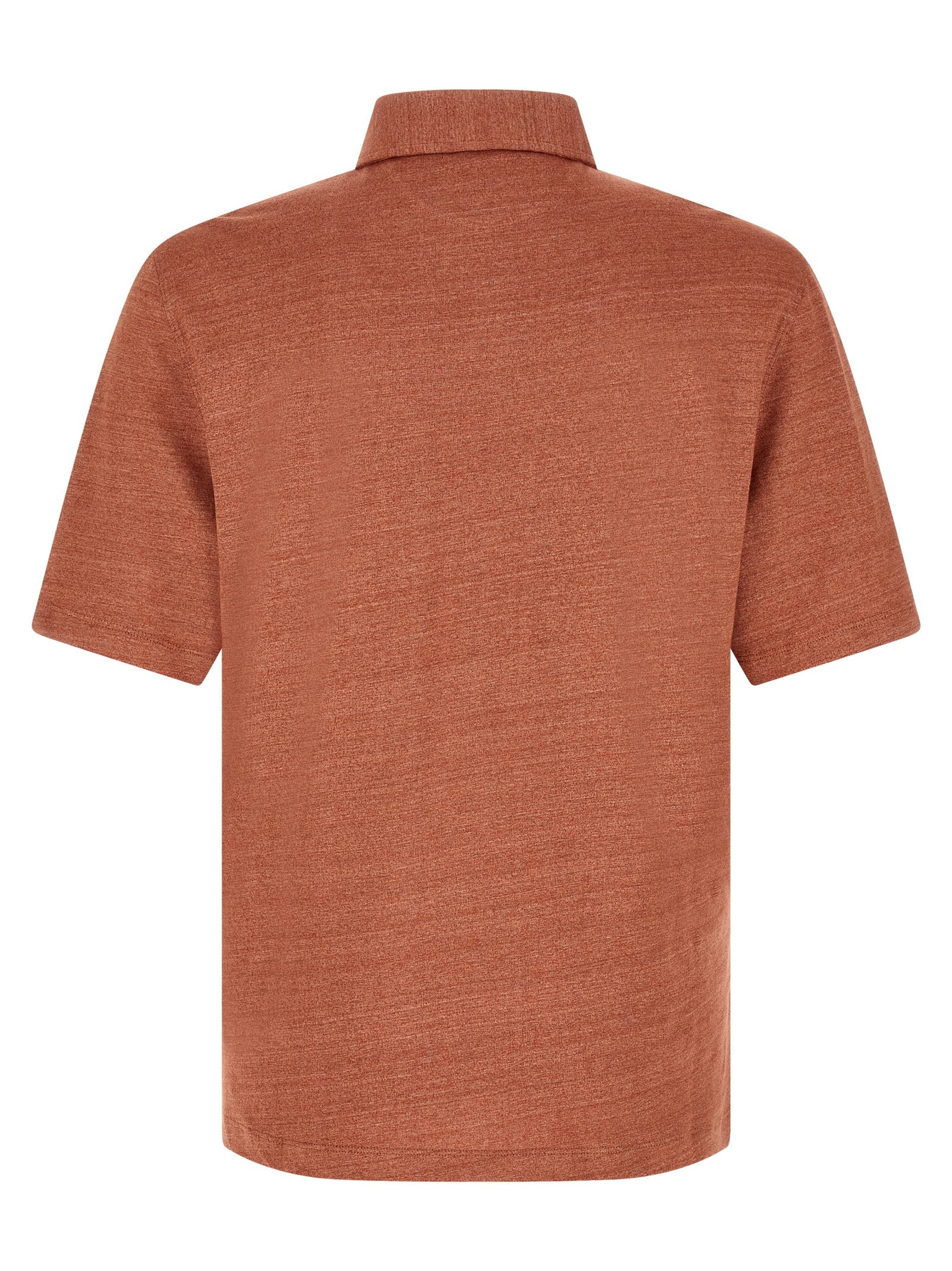 Polo Shirt by Brunello Cucinelli for men in linen & cotton orange showcases a enviable silhouette, featuring a refined shirt-collar neckline and for a enviable finish.