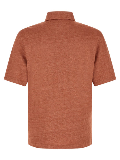 Polo Shirt by Brunello Cucinelli for men in linen & cotton orange showcases a enviable silhouette, featuring a refined shirt-collar neckline and for a enviable finish.