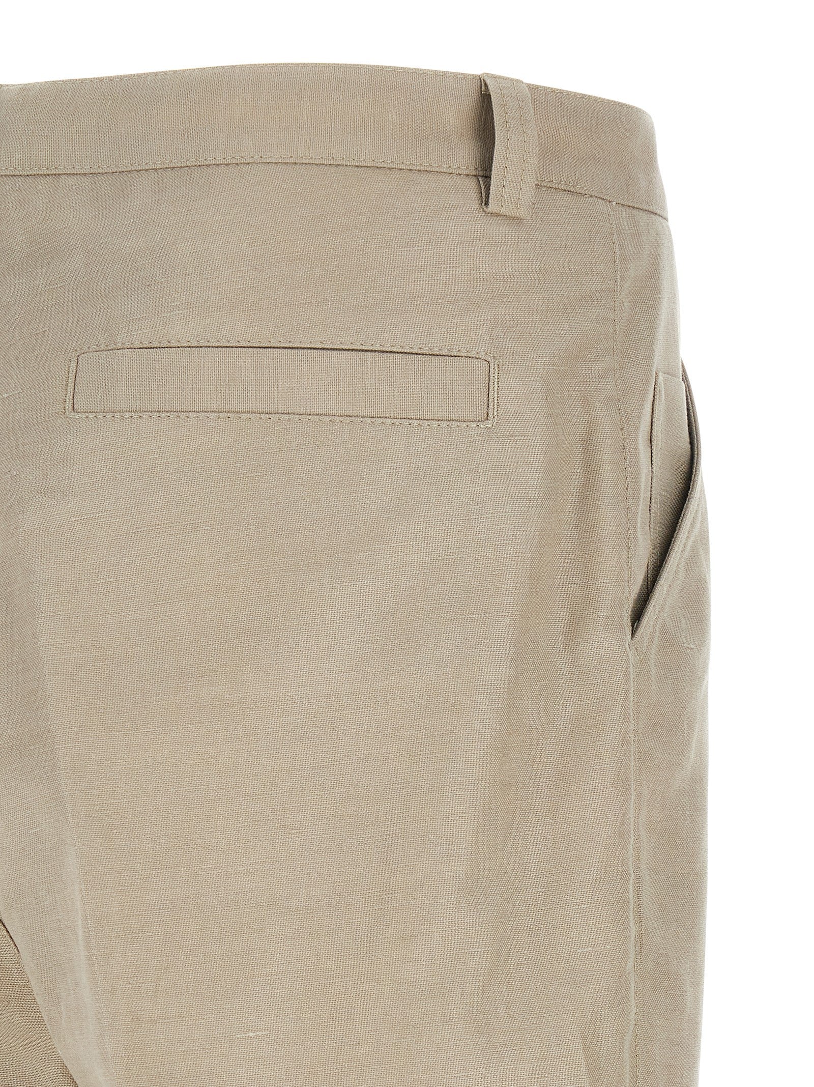 Trousers by Brunello Cucinelli for men in linen & cotton brown presents a smart silhouette, meticulously detailed with a smart tapered-leg, a smart long, and a smart .