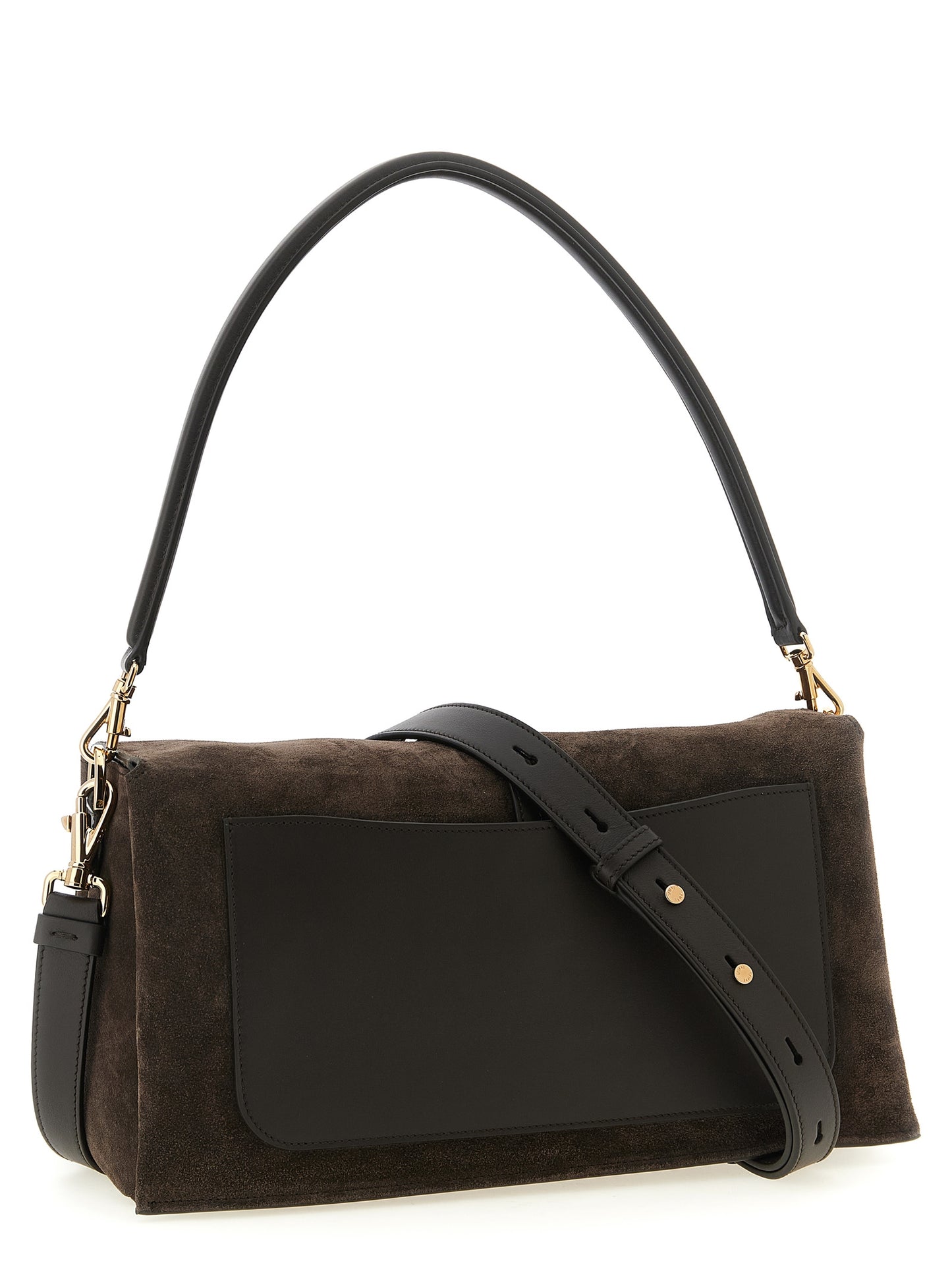 Small Shoulder Flap Bag by Tod's for women in suede calfskin leather brown, gold & signature features a effortless chic silhouette with a secure flap & magnetic, ample , and versatile shoulder-strap, adjustable-strap, detachable-strap & handle for a effortless chic finish.