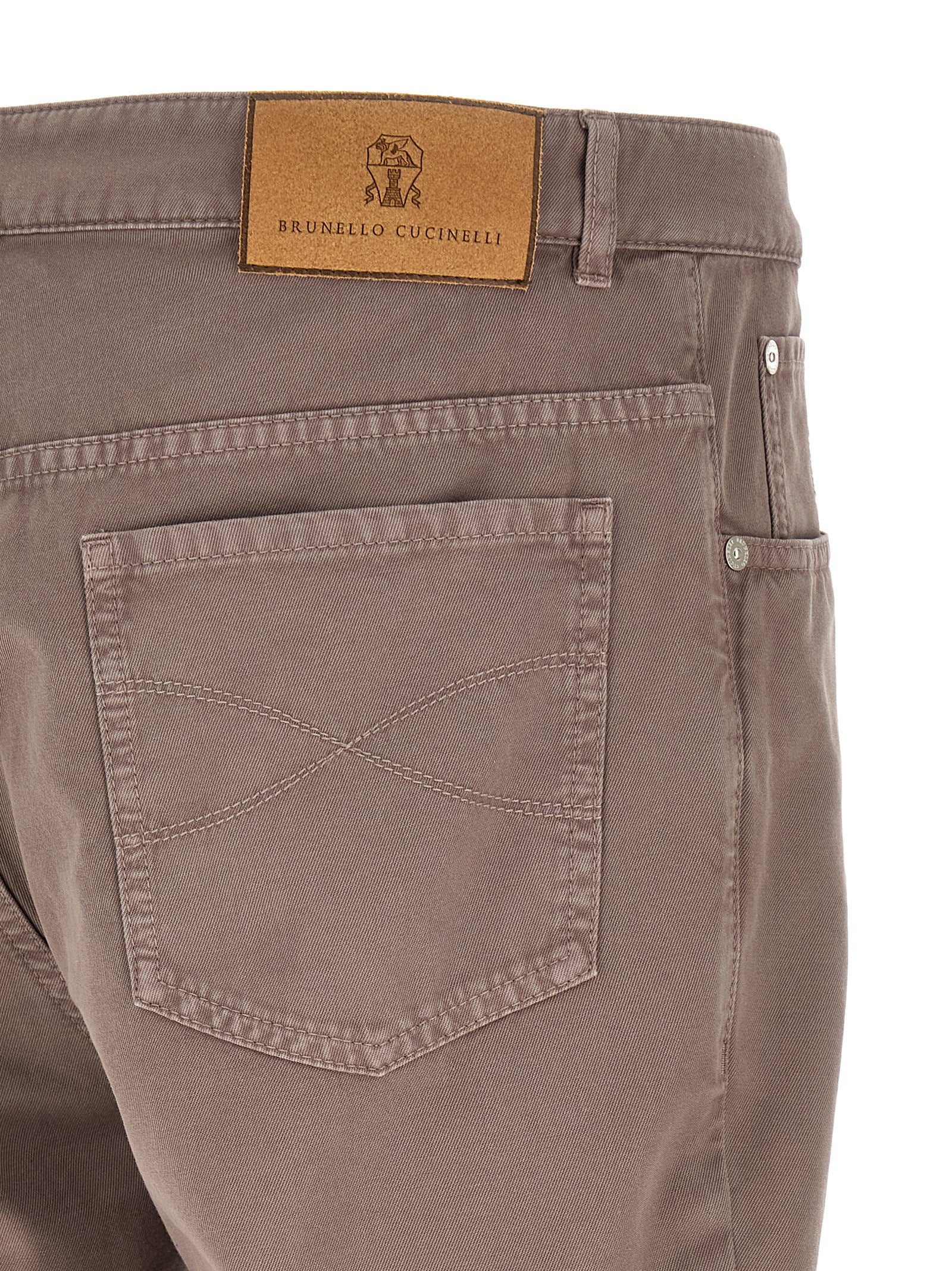 Trousers by Brunello Cucinelli for men in cotton brown features an sartorial silhouette, showcasing a precise straight-leg and long with a sartorial for a refined look.