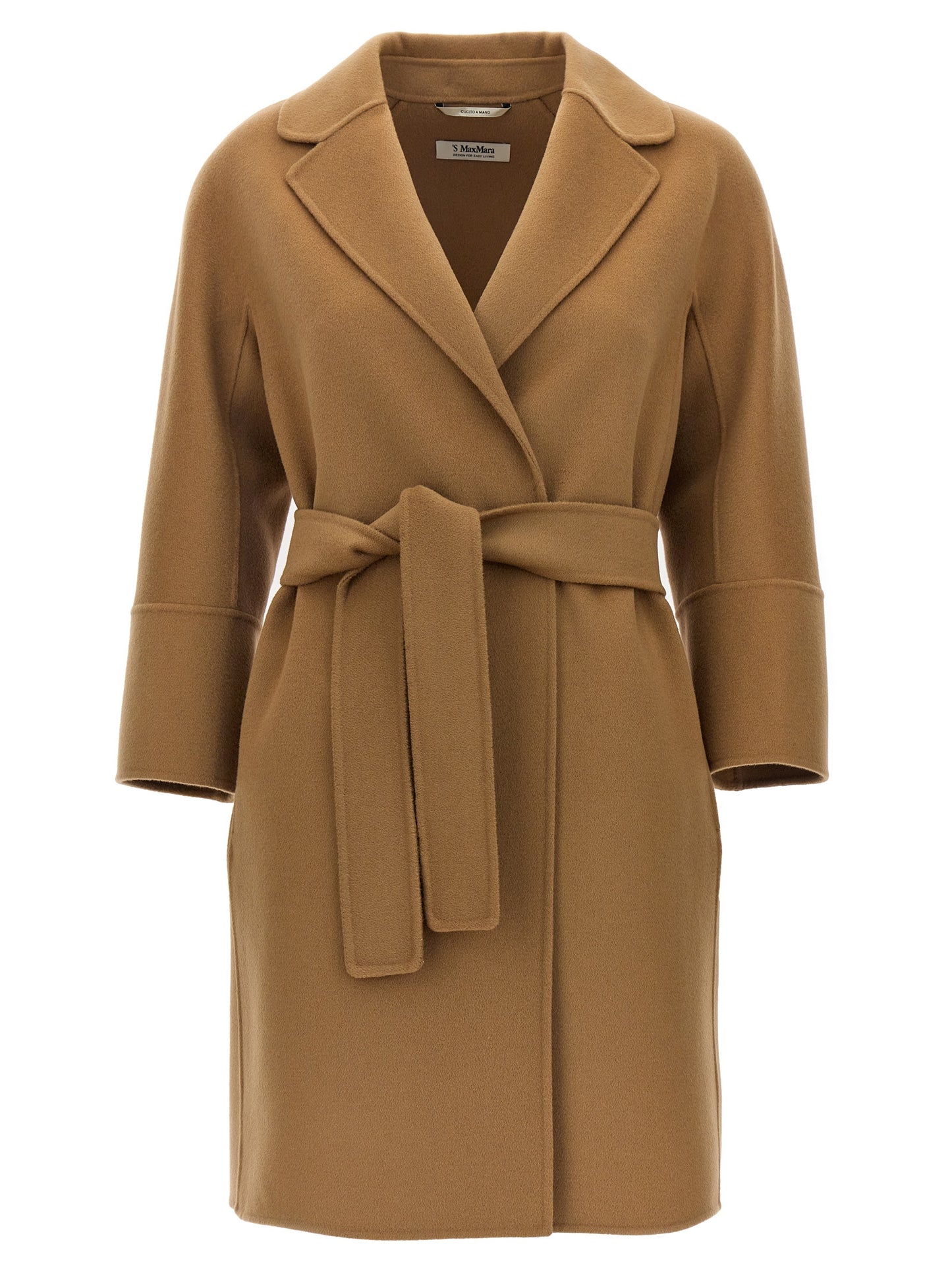 Trench Coat by S Max Mara for women in wool beige presents a distinguished silhouette, artfully detailed with and a distinguished for a sophisticated, distinguished finish.