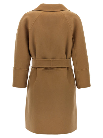 Trench Coat by S Max Mara for women in wool beige presents a distinguished silhouette, artfully detailed with and a distinguished for a sophisticated, distinguished finish.