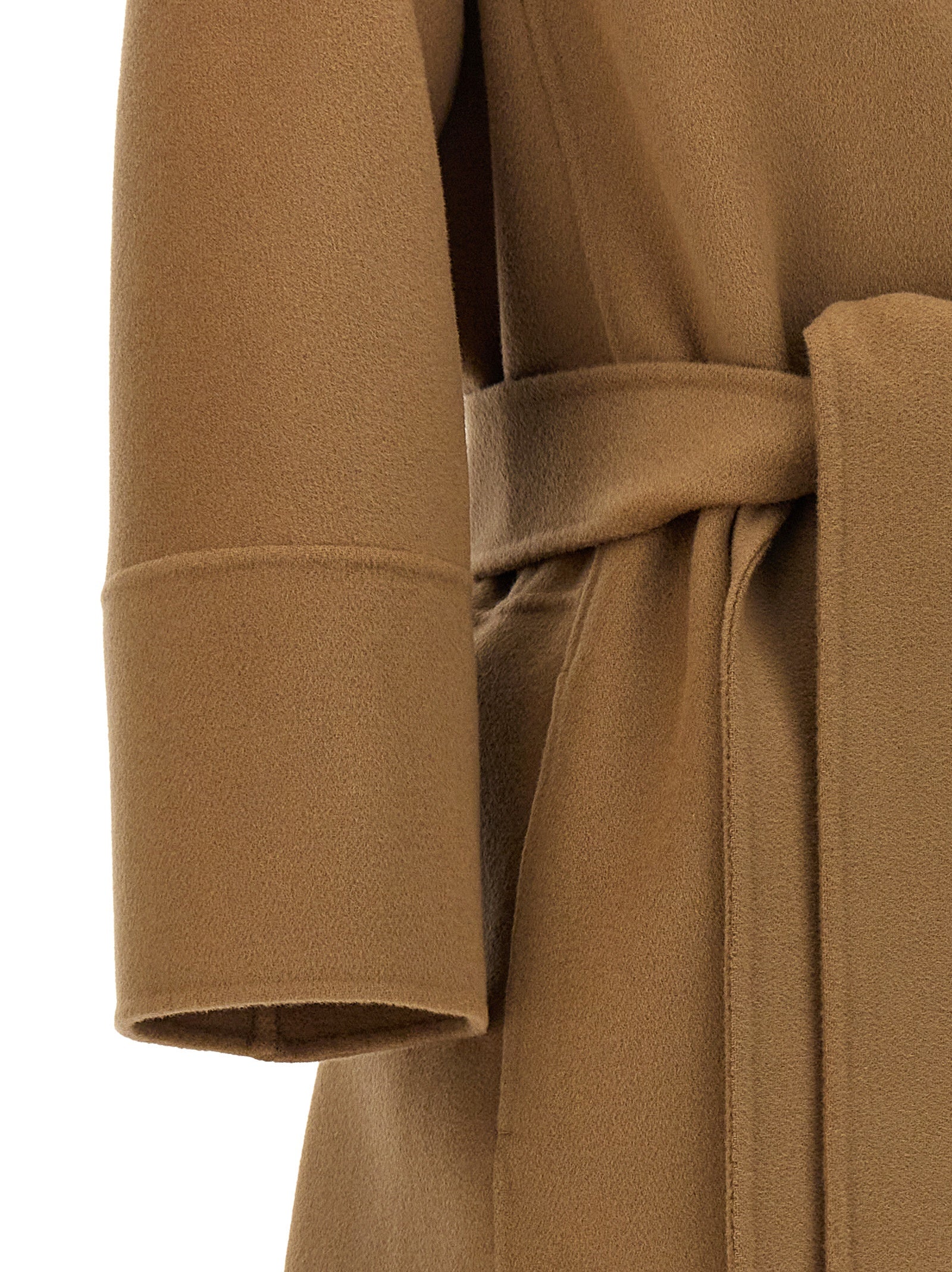Trench Coat by S Max Mara for women in wool beige presents a utilitarian silhouette, showcasing a utilitarian and sophisticated for a truly utilitarian look.