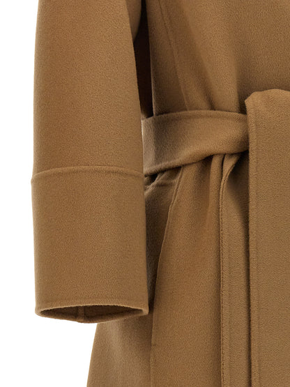 Trench Coat by S Max Mara for women in wool beige presents a utilitarian silhouette, showcasing a utilitarian and sophisticated for a truly utilitarian look.