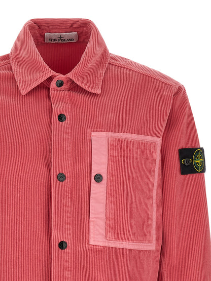 Stone Island Men's Cotton Corduroy Overshirt - Multicolor Pink Signature