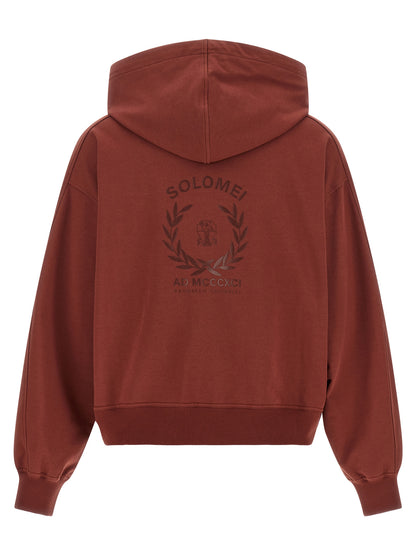 Sweatshirt Hoodie by Brunello Cucinelli for women in stretch cotton bordeaux features a slouchy chic silhouette, detailed with a slouchy chic and a signature hooded neckline for an elevated aesthetic.