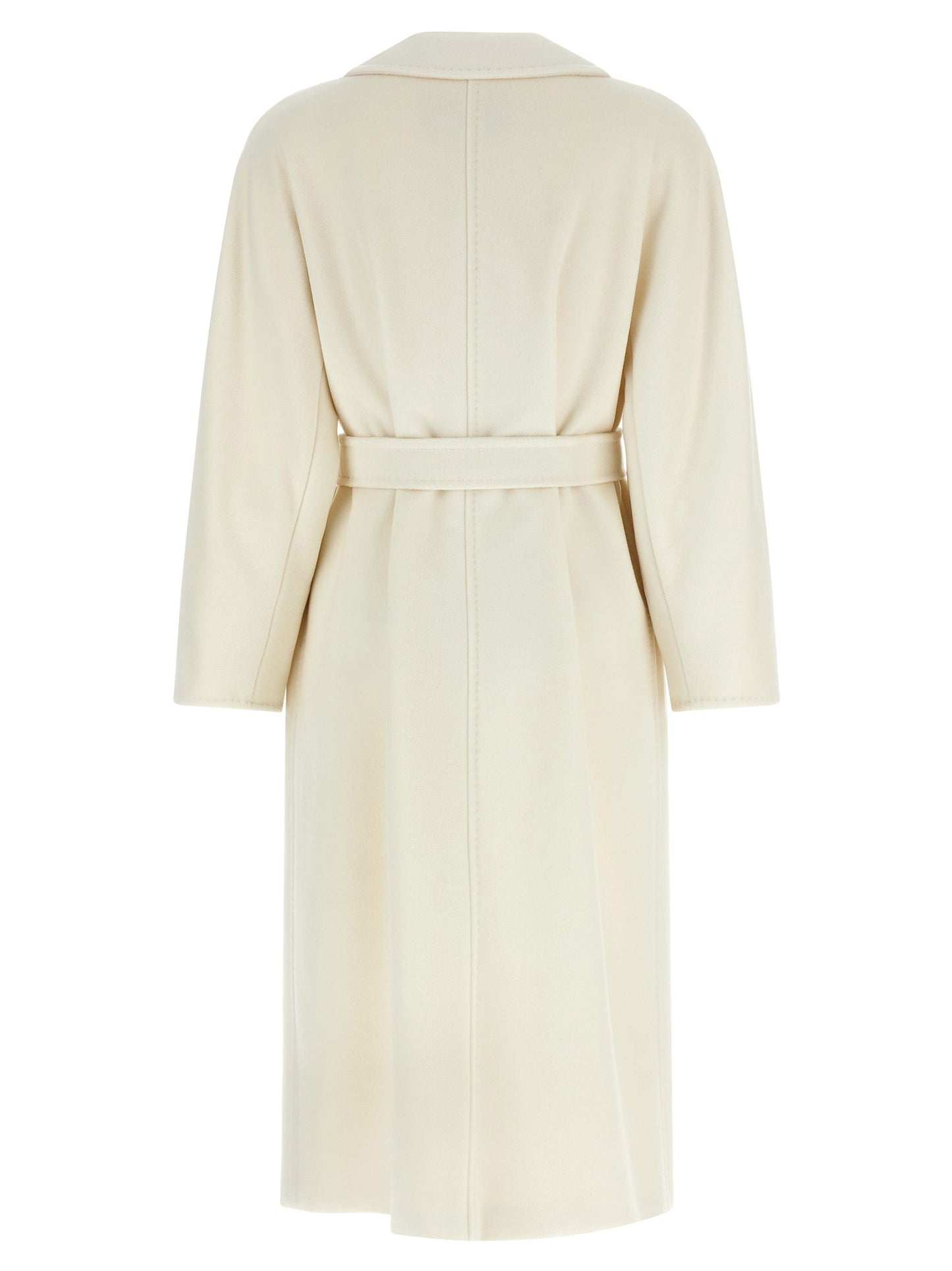 Overcoat by Max Mara for women in cashmere virgin wool horn, ivory & white features a cosy chic silhouette, artfully detailed with a sophisticated and premium for a cosy chic finish.
