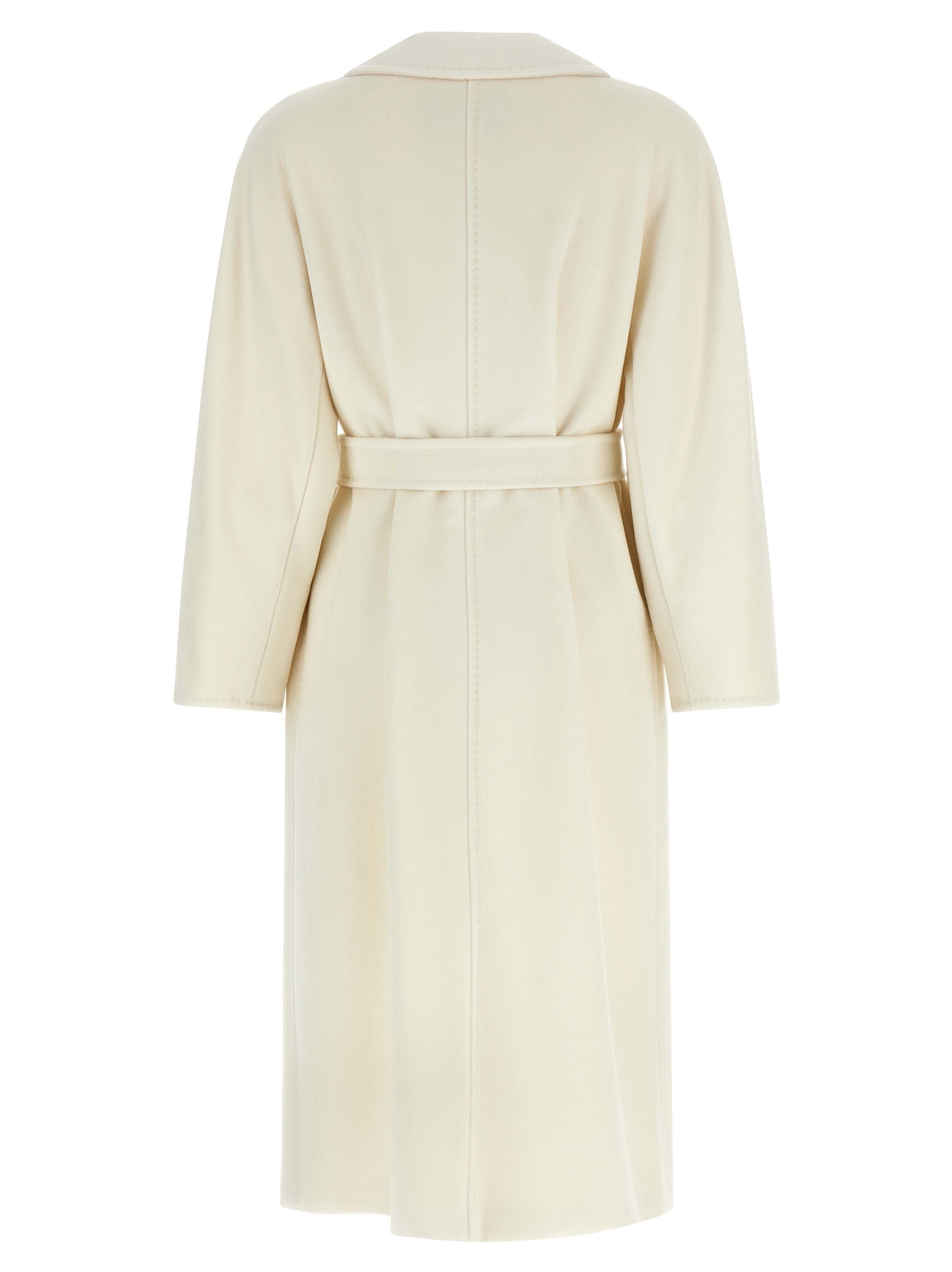 Overcoat by Max Mara for women in cashmere virgin wool horn, ivory & white features a cosy chic silhouette, artfully detailed with a sophisticated and premium for a cosy chic finish.