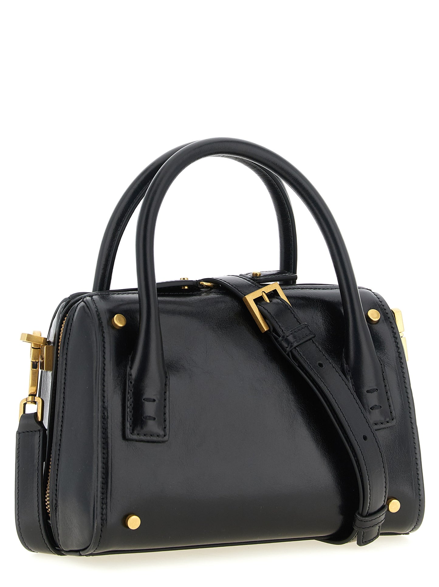 Small Handbag by Versace for women in calfskin leather black, burgundy & gold features a exquisite silhouette, showcasing a secure and exquisite with versatile shoulder-strap, handle & detachable-strap for a exquisite finish.