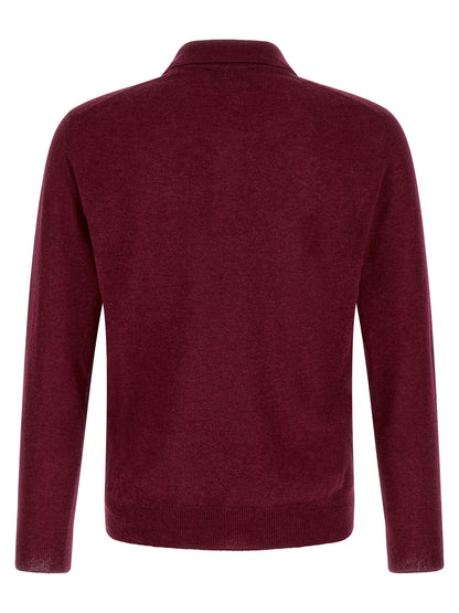 Polo Shirt by ZANONE for men in cashmere & polyamide bordeaux & burgundy presents a crisp silhouette, artfully detailed with a crisp and crisp .