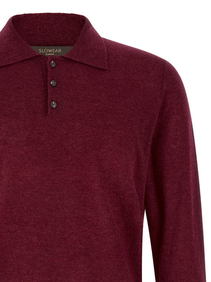 Polo Shirt by ZANONE for men in cashmere & polyamide bordeaux & burgundy presents a distinguished silhouette, showcasing a sophisticated and distinguished for a truly distinguished finish.
