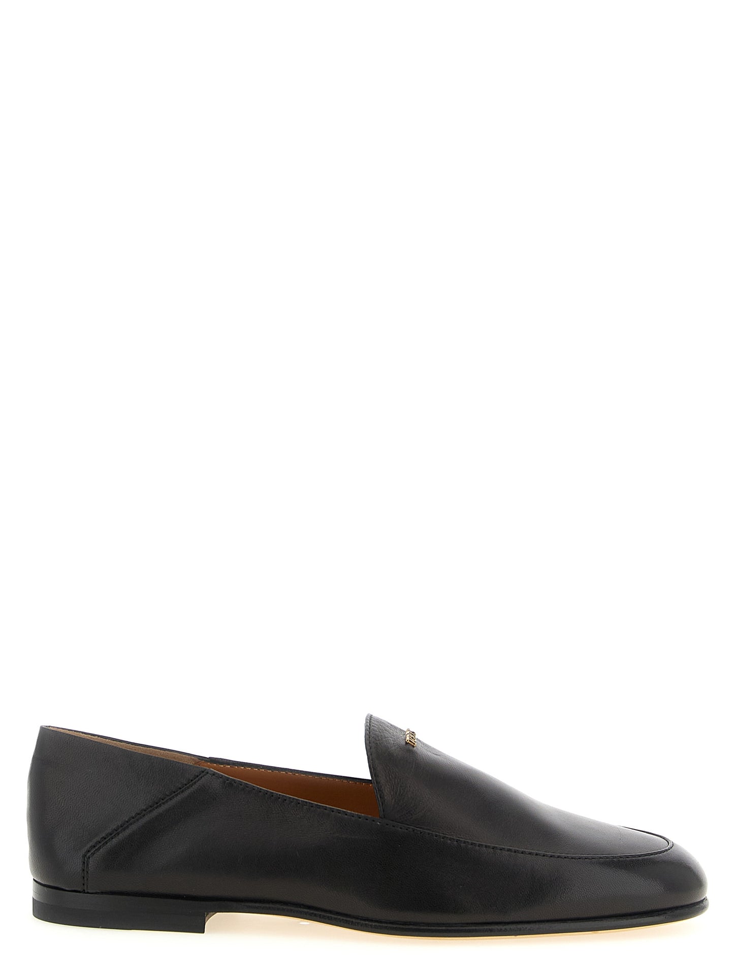 Flat Moccasin Moccasins Loafer Slip-On Slippers Shoes by Tod's for women in nappa lamb leather black & gold features an ergonomic silhouette, perfectly showcasing Women's Nappa Lamb Leather Flat Moccasin Moccasins Loafer Slip-On Slippers Shoes with its distinct flat and elegant .