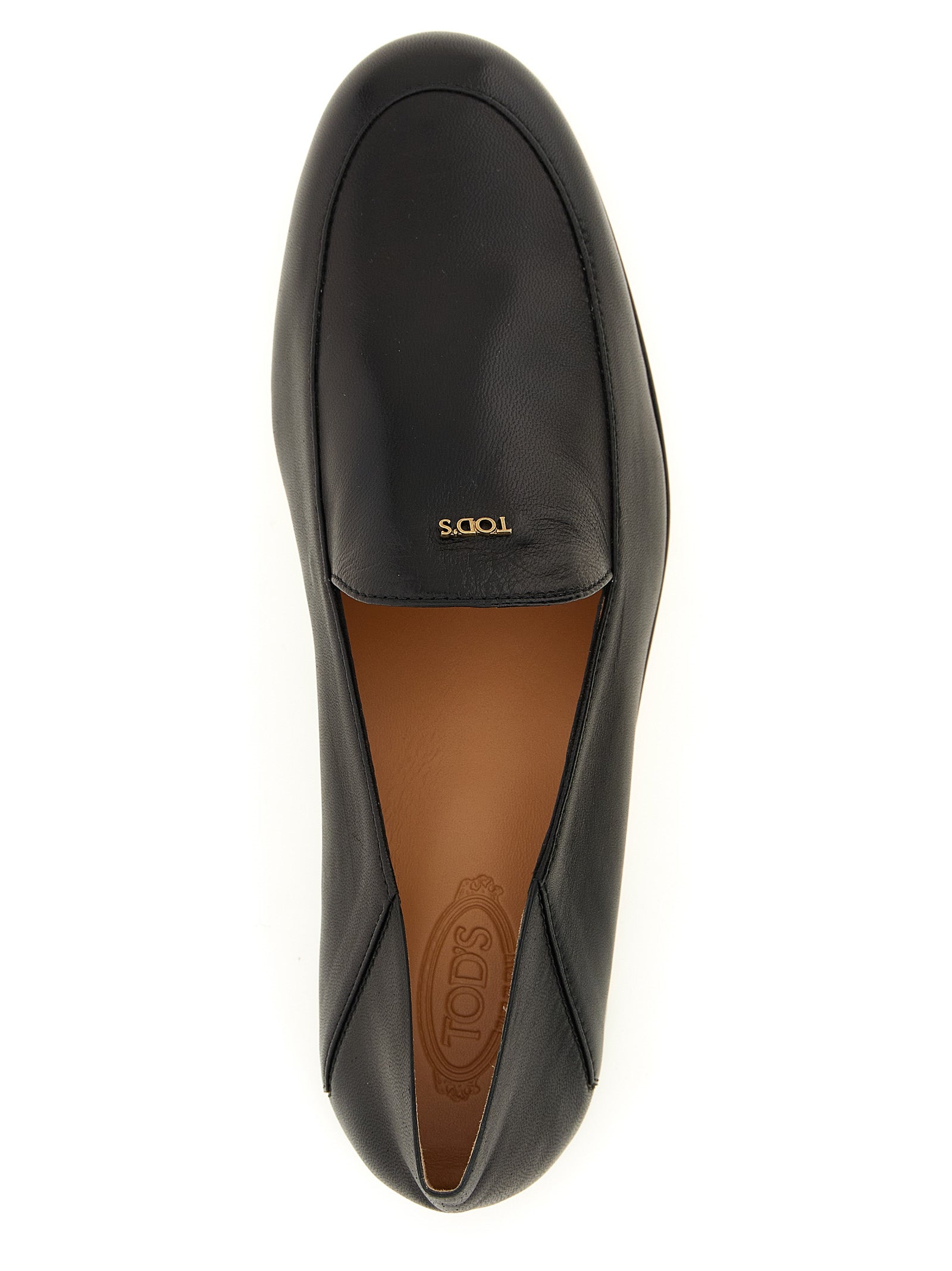 Flat Moccasin Moccasins Loafer Slip-On Slippers Shoes by Tod's for women in nappa lamb leather black & gold showcases a resplendent Women's Nappa Lamb Leather Flat Moccasin Moccasins Loafer Slip-On Slippers Shoes aesthetic, defined by its resplendent and elegant flat.