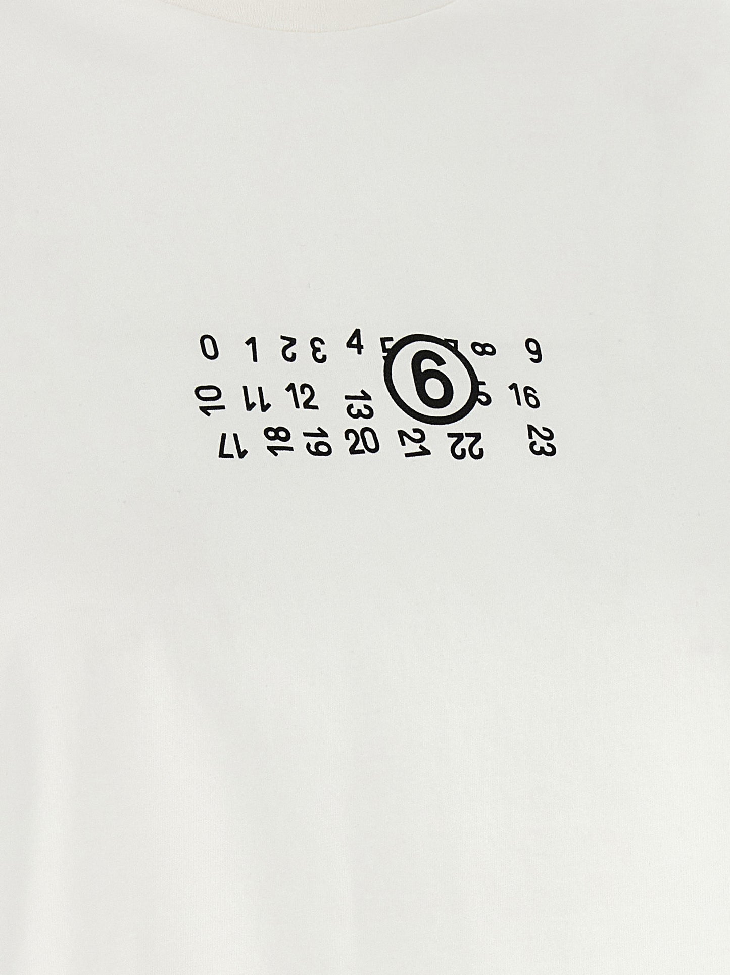 T-Shirt by MM6 Maison Margiela for women in cotton white, signature & print features a plush silhouette, showcasing a sophisticated and for a truly plush finish.