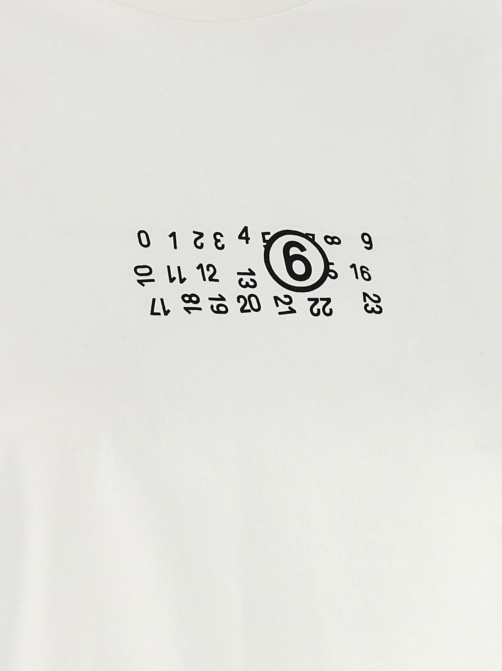 T-Shirt by MM6 Maison Margiela for women in cotton white, signature & print features a plush silhouette, showcasing a sophisticated and for a truly plush finish.