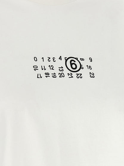 T-Shirt by MM6 Maison Margiela for women in cotton white, signature & print features a plush silhouette, showcasing a sophisticated and for a truly plush finish.