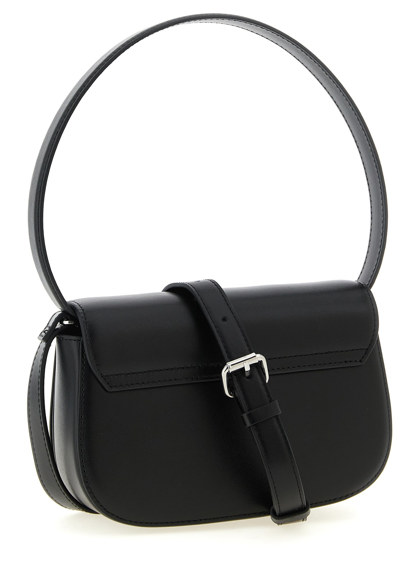 Shoulder Bag by Diesel for women in leather & metal black features an effortlessly chic silhouette with a secure magnetic, ample , and versatile shoulder-strap & handle for effortlessly chic everyday luxury.