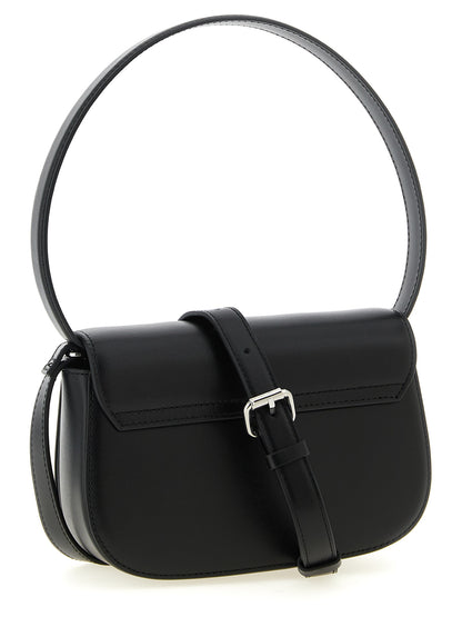Shoulder Bag by Diesel for women in leather & metal black features an effortlessly chic silhouette with a secure magnetic, ample , and versatile shoulder-strap & handle for effortlessly chic everyday luxury.