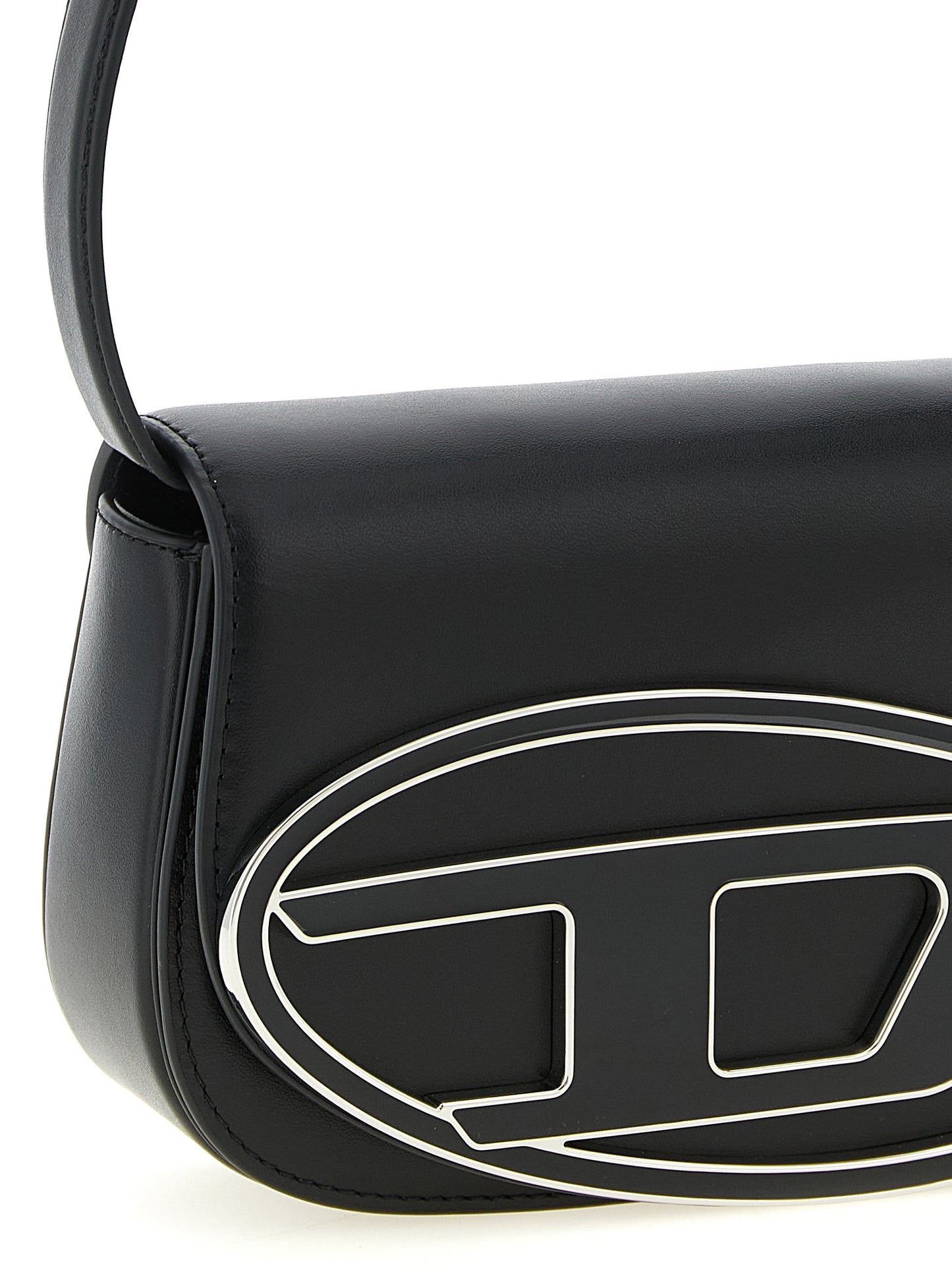 Shoulder Bag by Diesel for women in leather & metal black features a effortless chic silhouette with a secure magnetic, ample , and versatile shoulder-strap & handle for a effortless chic finish.