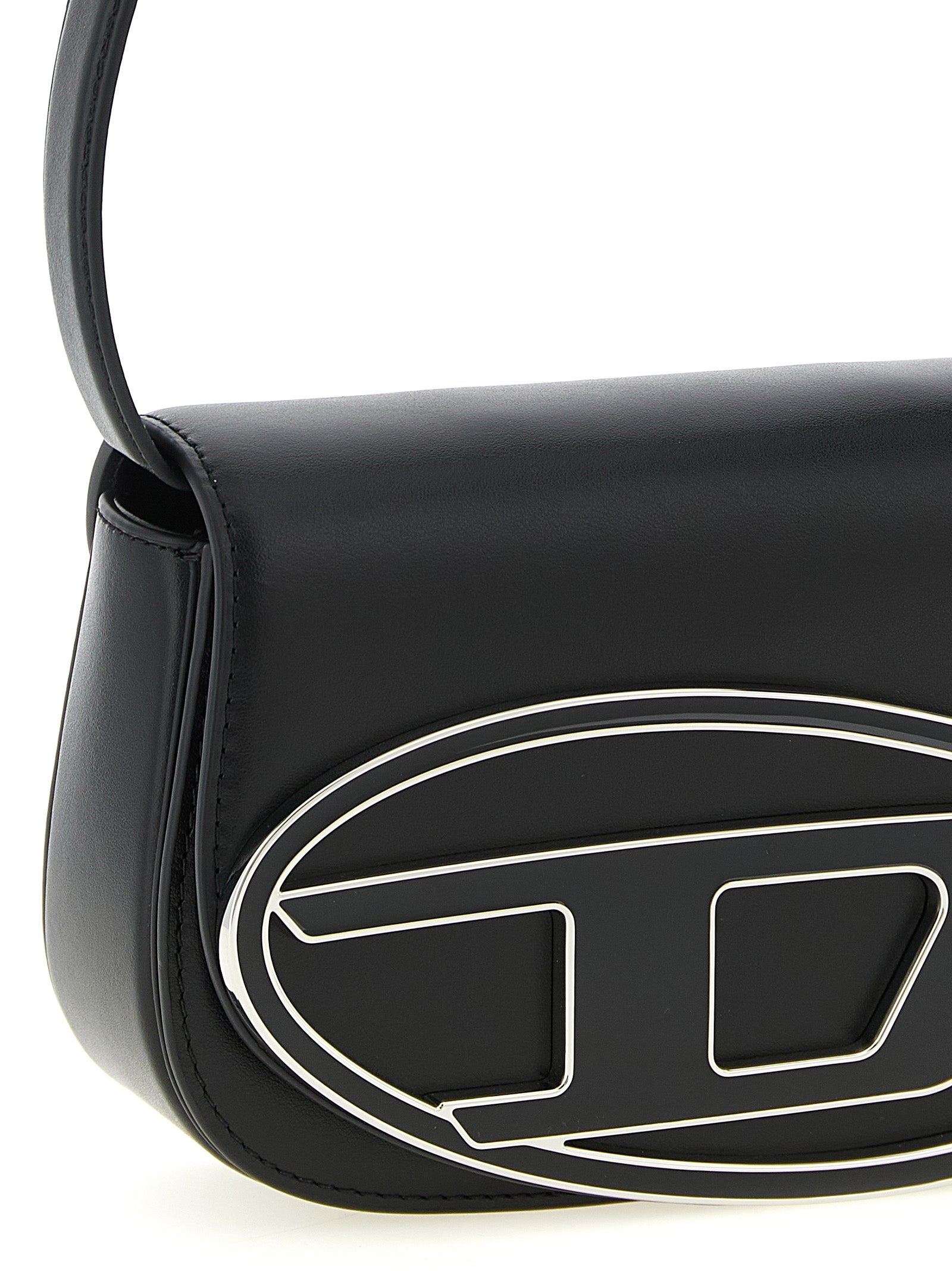 Shoulder Bag by Diesel for women in leather & metal black features a effortless chic silhouette with a secure magnetic, ample , and versatile shoulder-strap & handle for a effortless chic finish.