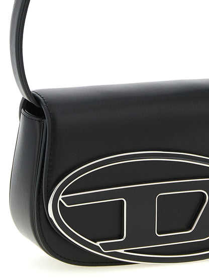 Shoulder Bag by Diesel for women in leather & metal black features a effortless chic silhouette with a secure magnetic, ample , and versatile shoulder-strap & handle for a effortless chic finish.