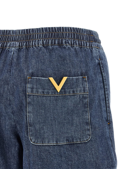Denim Shorts by Valentino Garavani for women in denim cotton blue features an magnificent silhouette, showcasing a magnificent with a short and for a premium, sophisticated aesthetic.
