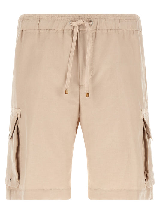 Bermuda Shorts by Brunello Cucinelli for men in linen cotton canvas beige features a eye catching and short with a eye catching .