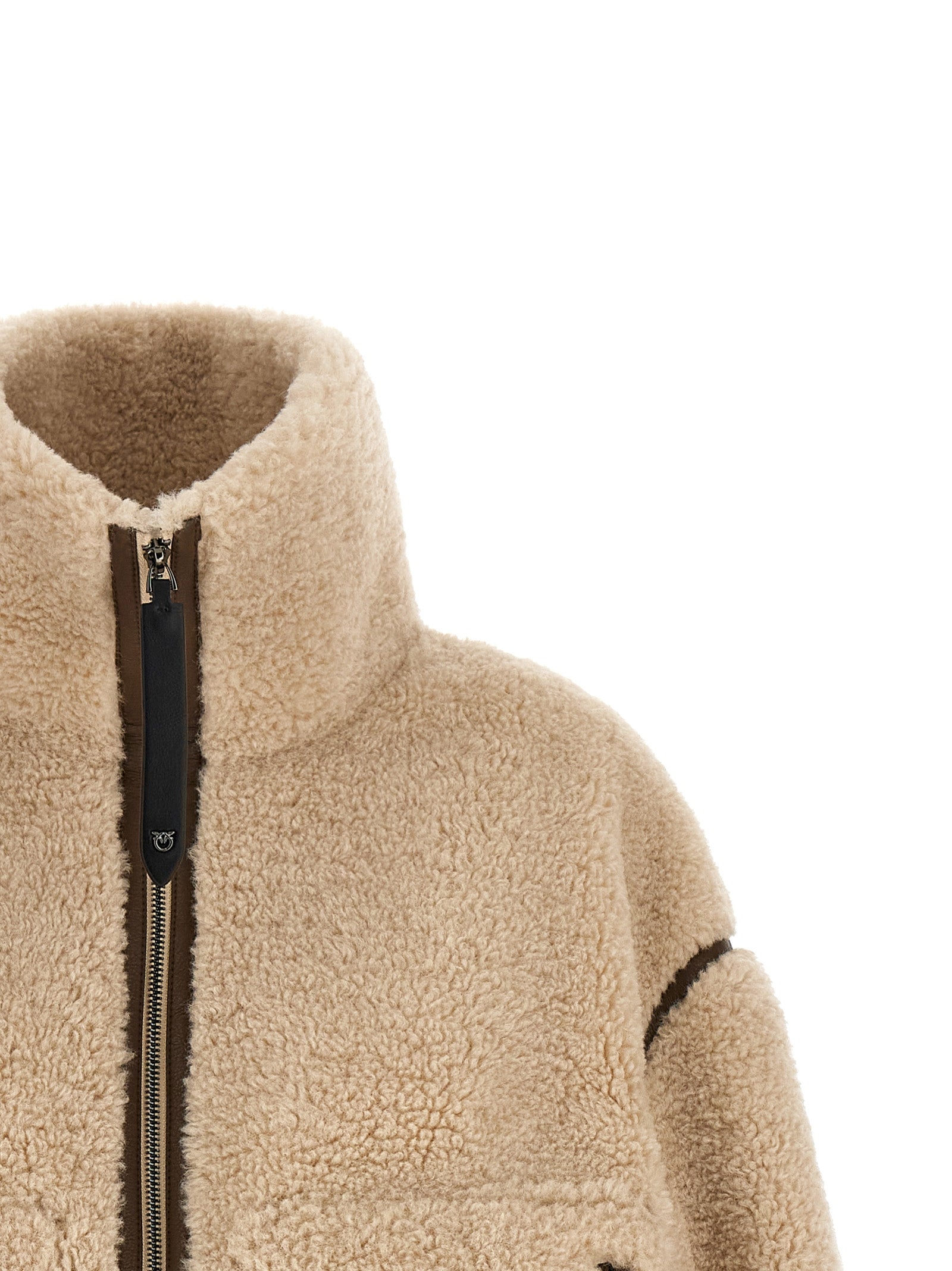 Overcoat by PINKO for women in polyester beige features an voluminous silhouette, showcasing distinct and a voluminous high-neck neckline for a truly voluminous aesthetic.