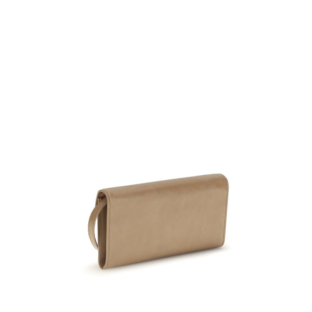 Small Evening Pouch Clutch Handbag by Miu Miu for women in bos taurus calf leather beige features a sculptural silhouette with a secure zipper, organized , and versatile for a sculptural finish.