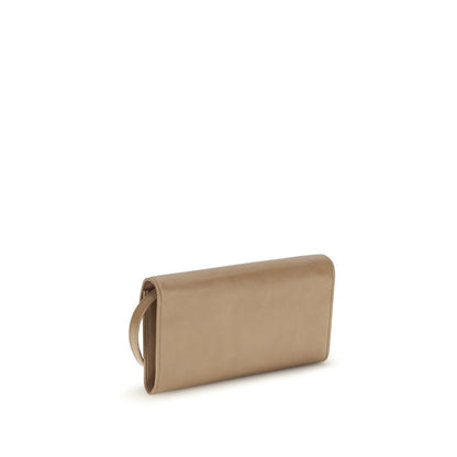 Small Evening Pouch Clutch Handbag by Miu Miu for women in bos taurus calf leather beige features a sculptural silhouette with a secure zipper, organized , and versatile for a sculptural finish.