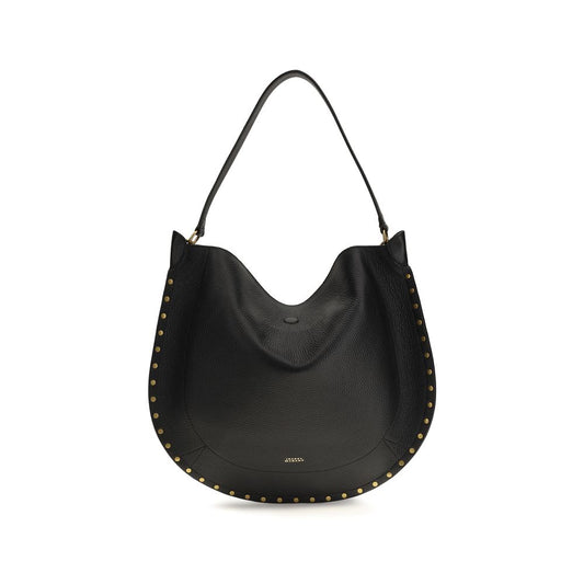 Shoulder Pouch Hobo Bag by Isabel Marant for women in bos taurus calfskin leather black, gold & signature features a enviable silhouette, showcasing a secure zipper & magnetic, ample , and enviable shoulder-strap & handle for a enviable finish.