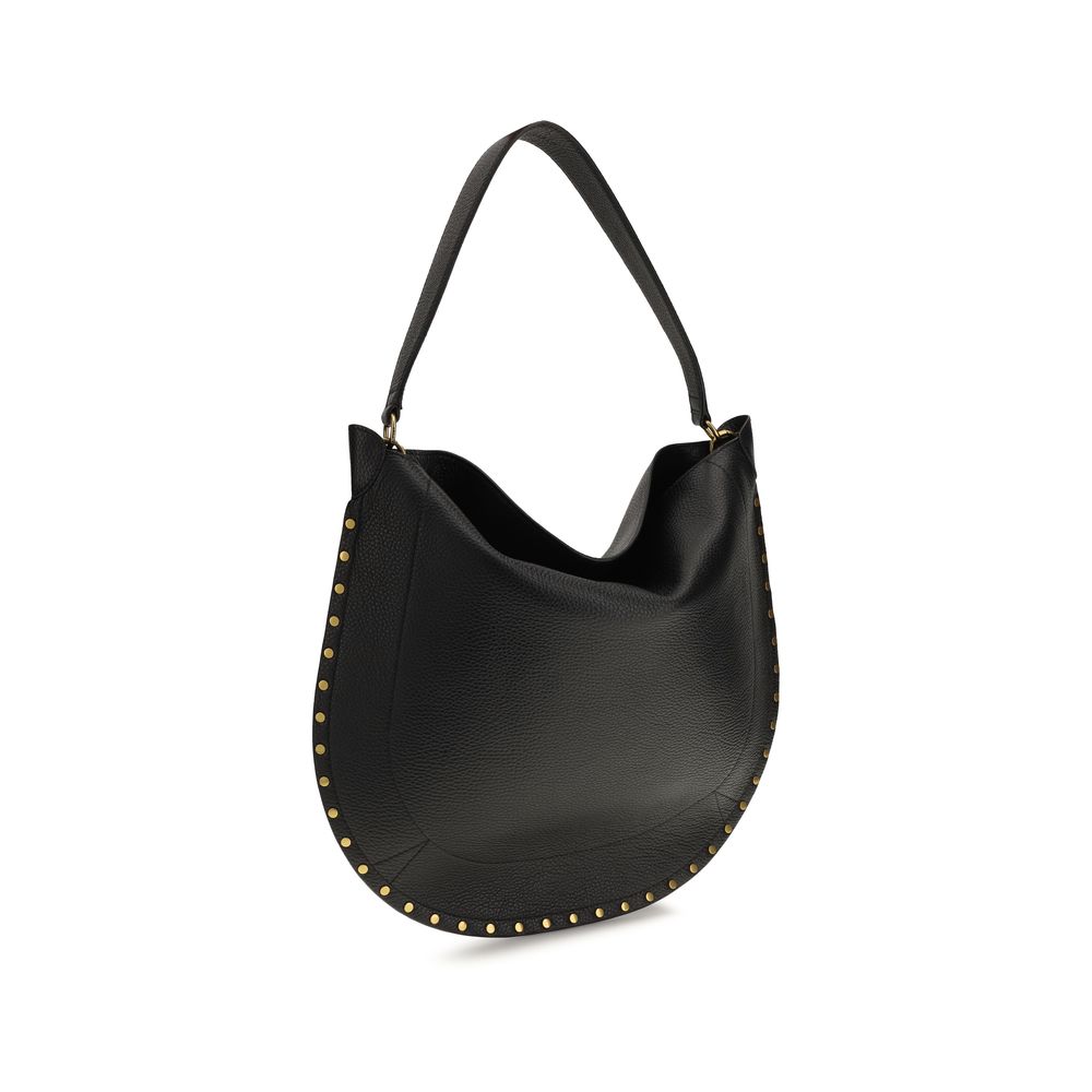 Shoulder Pouch Hobo Bag by Isabel Marant for women in bos taurus calfskin leather black, gold & signature features a distinguished silhouette, showcasing a secure zipper & magnetic and distinguished with versatile shoulder-strap & handle for a distinguished finish.