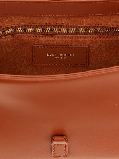 Saint Laurent Le 5 A 7 Cassandre Suede Calfskin Leather Shoulder Bag - Orange