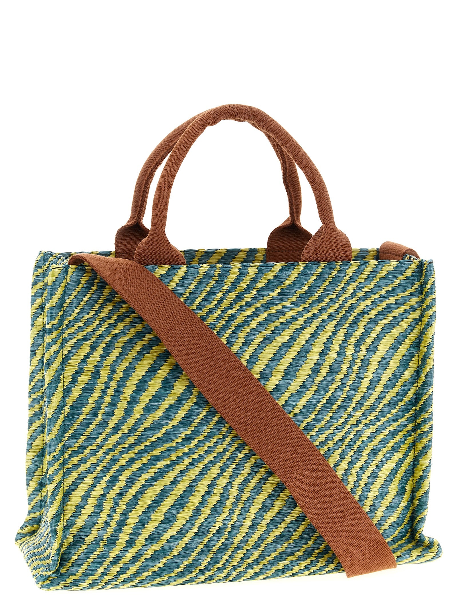 Handbag by Marni for women in raffia polyacrylic polyamide leather multicolor presents a ornamental silhouette, showcasing a secure hook, ample , and versatile shoulder-strap & handle for a ornamental finish.