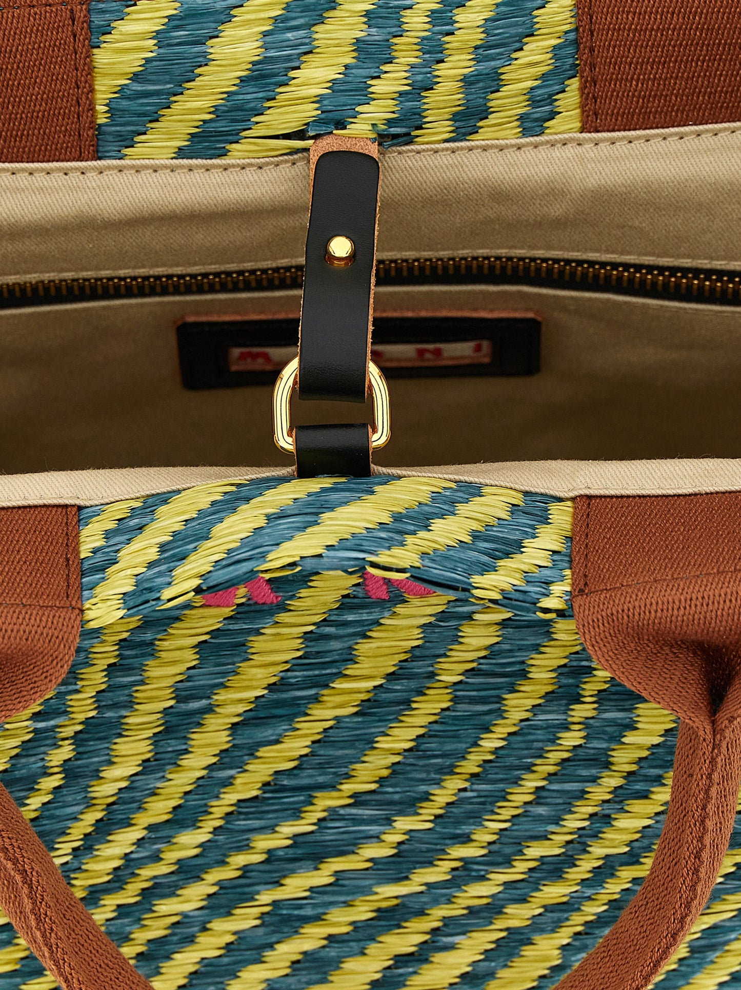 Handbag by Marni for women in raffia polyacrylic polyamide leather multicolor features a exquisite silhouette, showcasing a secure hook and exquisite with versatile shoulder-strap & handle for a exquisite finish.