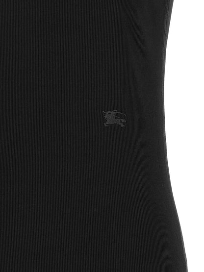 Dress by Burberry for women in stretch cotton black features a dramatic silhouette, showcasing an elegant and that flows into a dramatic short.