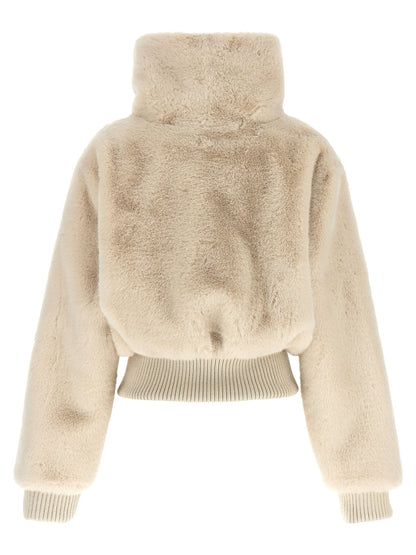 Overcoat by PINKO for women in polyester crocodile skin leather & fur beige presents a luxurious silhouette, showcasing a luxurious high-neck neckline and sophisticated pockets for a premium, luxurious look.