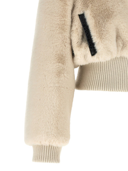 Overcoat by PINKO for women in polyester crocodile skin leather & fur beige showcases a enveloping silhouette, detailed with distinctive pockets and a enveloping .