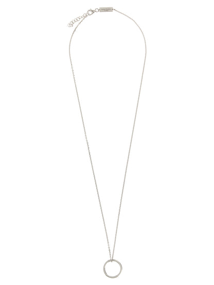 Necklace by Maison Margiela for men in wool silver showcases a luminous chain pendant statement necklace design that defines the elegant Men's Silver Necklace.