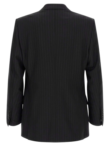 This Pant Suit by Tom Ford for men in wool black, pinstripe & striped presents a discerning silhouette, featuring a sophisticated and a discerning straight-leg for a refined and polished look.