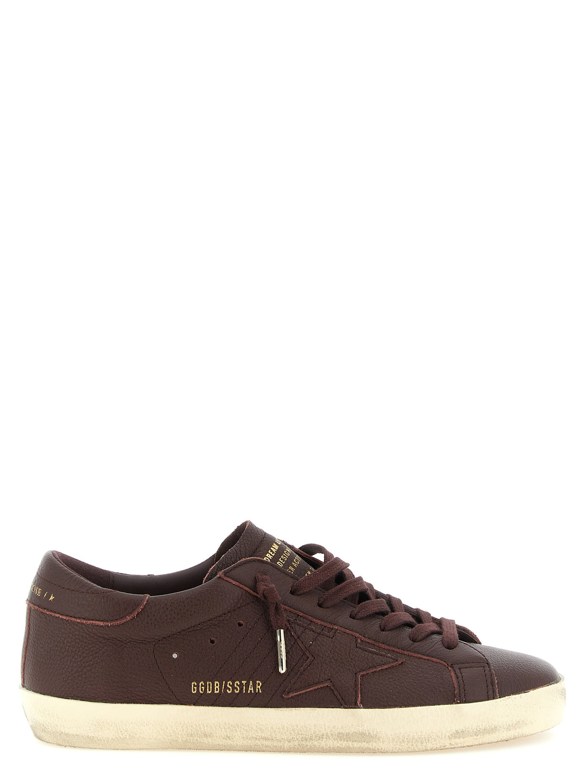 Golden Goose Icons Star Men's Low Top Bos Taurus Cowhide Leather Sneakers - Bordeaux Gold Signature