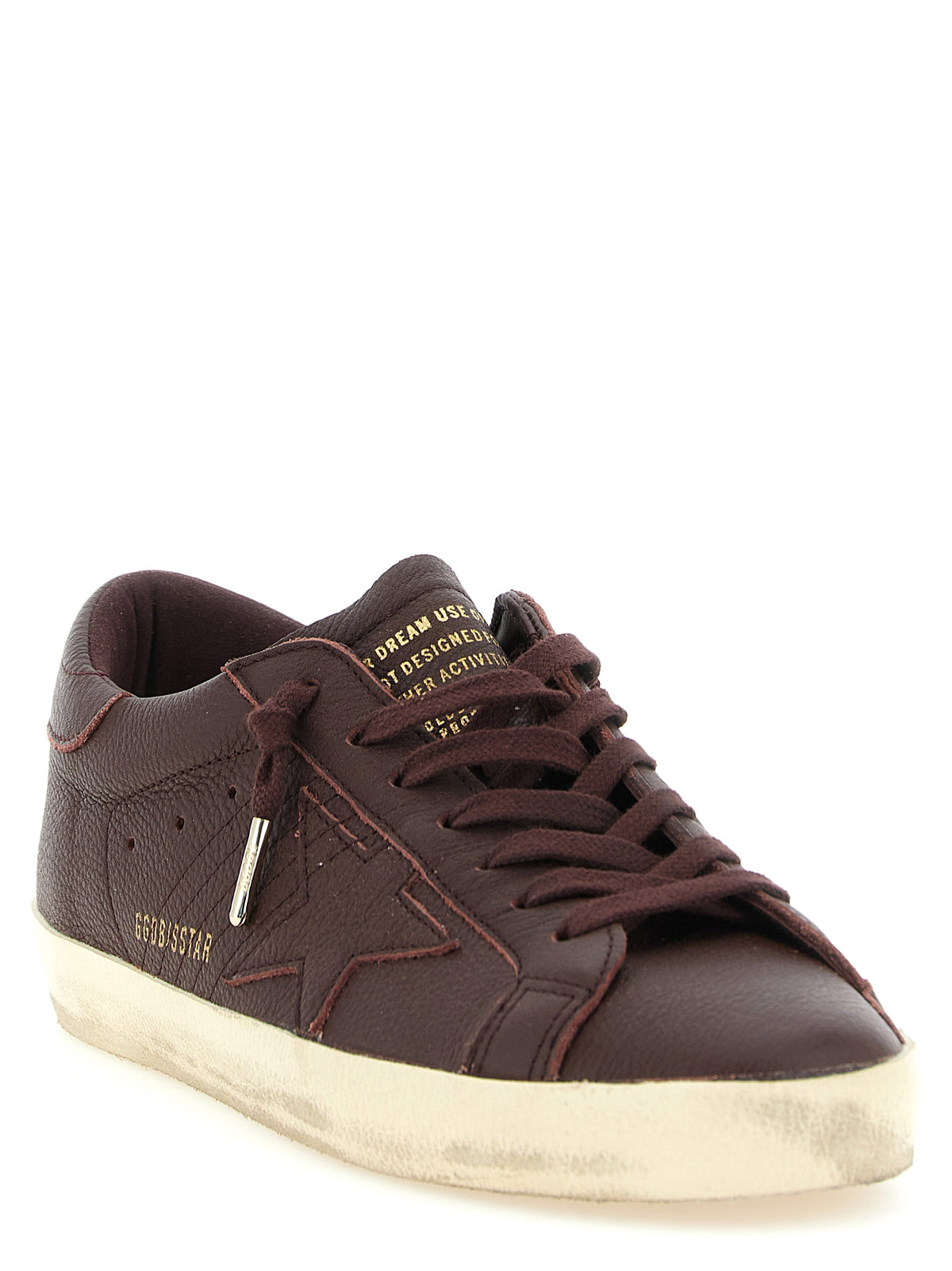 Golden Goose Icons Star Men's Low Top Bos Taurus Cowhide Leather Sneakers - Bordeaux Gold Signature