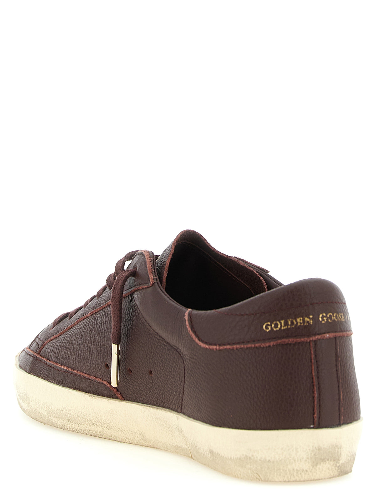 Golden Goose Icons Star Men's Low Top Bos Taurus Cowhide Leather Sneakers - Bordeaux Gold Signature