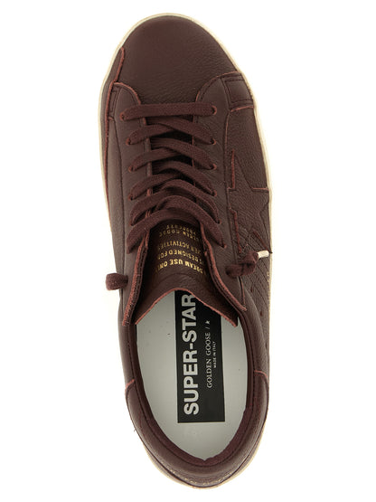 Golden Goose Icons Star Men's Low Top Bos Taurus Cowhide Leather Sneakers - Bordeaux Gold Signature
