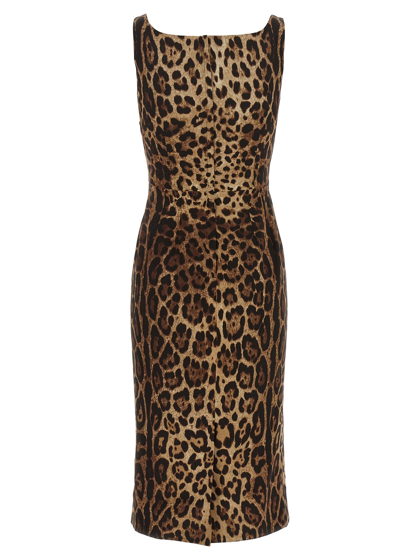 Dolce & Gabbana Women's Sleeveless Silk Midi Dress - Animal Brown Print